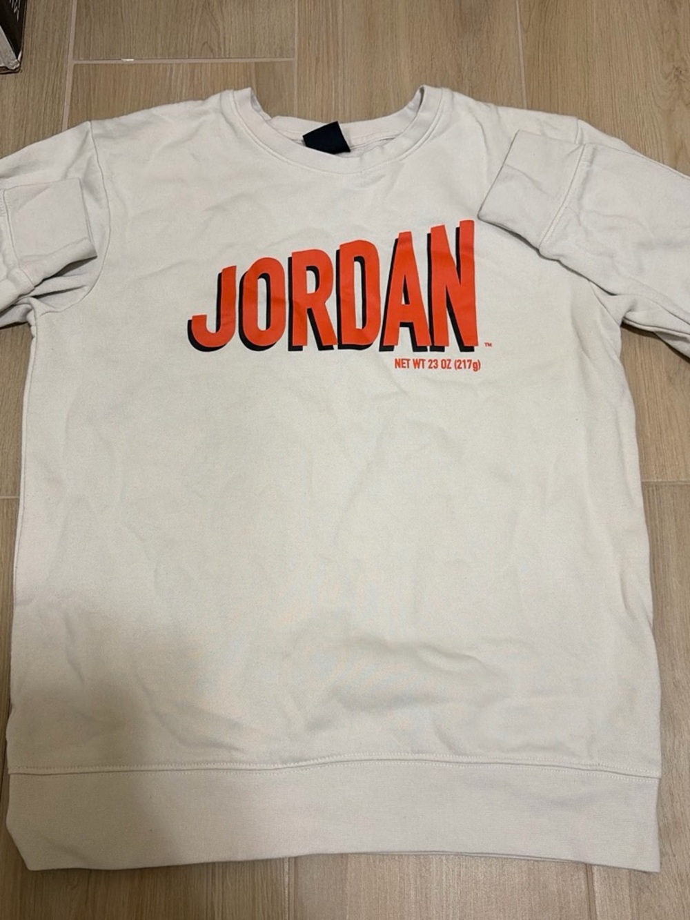 Jordan Kids Cream Crewneck Sweatshirt with Bright Orange Logo